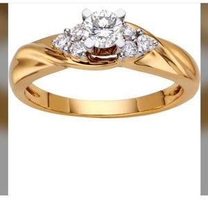 White Natural Diamond Stylish Engagement Ring in 10K Yellow Gold (0.5 cttw)